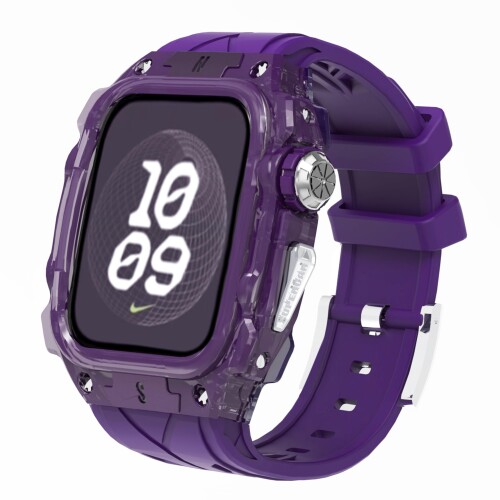 YiMingSun Apple Watch用入れもの Apple Watch Series 10 46粍用バンパー入れもの付き添い人 手ごわいなメンズ御前上等澄み切った保護すること メンズ 手ごわいな入れもの バンパーApple Watch 運動競技ダンス楽隊iWatch Series 10 46粍耐衝撃 (Purple)
