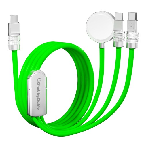 chubbycable 3in1 USB-Cケーブル Apple Watch充電器付き 100W急速充電対応 充電ケーブル iPhone 17/16/15シリーズ iPad AirPods iWatch MacBook 対応(グリーン)