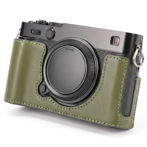 本革製 プロテクティブハーフケース 互?Fujifilm X-E5 デジタル写真機相応う (緑であること)