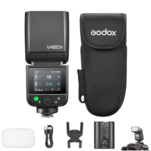 GODOX V480C V480-C TTL カメラフラッシュ Canon用 GN50 Speedlite 650 フラッシュ番号 1/8000s HSS 1.7s 充電時間 内蔵5600K LED調整ライト ディフューザー付き Canonカメラ対応