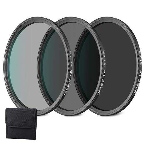ARTCISE NDフィルターセット (ND8+ND16+ND32) 72mm 多層コーティング 超薄フレーム 高透過率99.5% 減光フィルター3枚組 専用収納ポーチ付 風景/動画/長時間露光対応 一眼レフ ミラーレス用 (72mm)