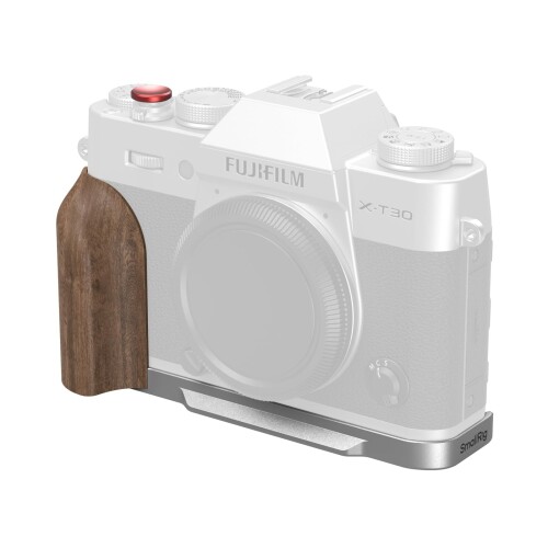 SmallRig fujifilm対応 L字型マウントプレート（木製ハンドル付き）FUJIFILM X-T30 / X-T30 II/X-T30 III専用、Arca対応クイックリリースプレート内蔵、1/4インチ-20ネジ穴、シャッターボタン、シルバー｜まばし商店