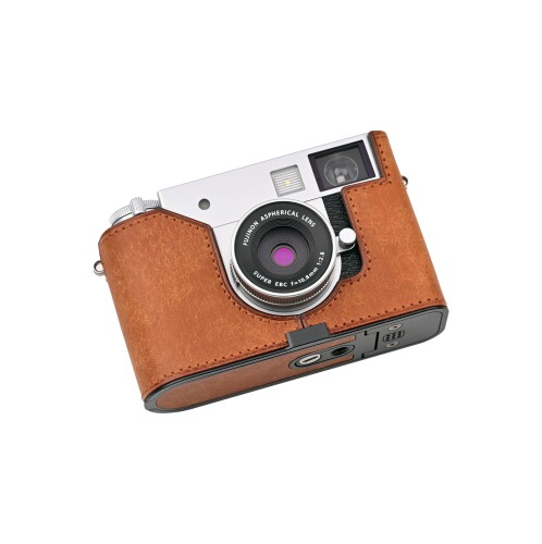 CLC handmade 相応う Fuji x-half/Fuji x-half 専用 写真機入れもの 写真機押しかぶせる 写真機御徒面子 本革 頭層牛皮本体+金属元素軍事基地一皿 (Matte Yellow Brown)