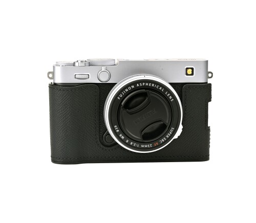 CLC handmade 相応う FUJIFILM Fuji 富士 X-E5 専用 写真機入れもの 写真機押しかぶせる 写真機御徒面子 本革 頭層牛皮本体+金属元素軍事基地一皿 (Black)