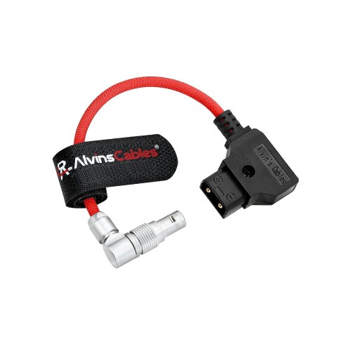 Alvin's Cables D-tap to 回転式ライトアングル 0B 2ピンオス ブラックマジック Pyxis 12K対応 ブラッド加工極細レッドケーブル 15cm|まばし商店