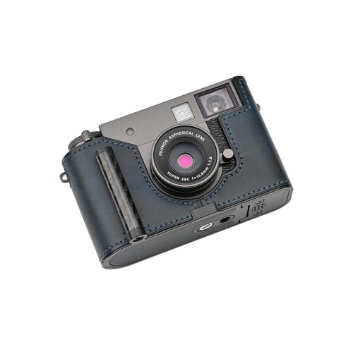 CLC handmade 相応う fuji x-half/fuji x-half 専用 写真機入れもの 写真機押しかぶせる 写真機御徒面子 本革 頭層牛皮本体+金属元素軍事基地一皿+手持ち部分 (Museum-C-Blue)