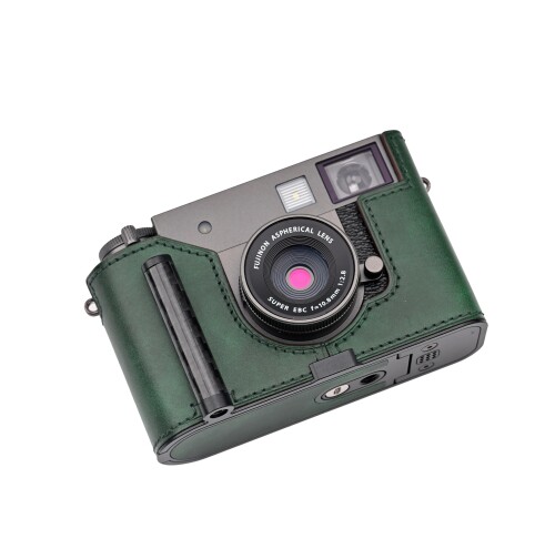 CLC handmade 相応う fuji x-half/fuji x-half 専用 写真機入れもの 写真機押しかぶせる 写真機御徒面子 本革 頭層牛皮本体+金属元素軍事基地一皿+手持ち部分 (Museum-C-Green)