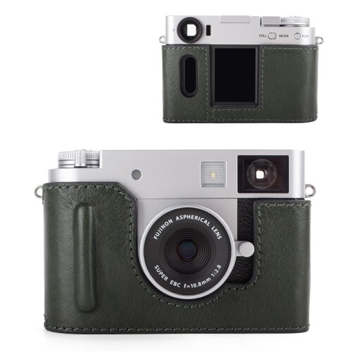 kinokoo x half ケース Fuji x-half/x-hf1/xハーフ/x half ケース Fujifilm X-Half/X-HF1ケースFuji X-Half/X-HF1カメラ用 レトロスタイル プレミアム本革 Fuji X-Half/X-HF1保護ケース 開口部底とハンドグリッ