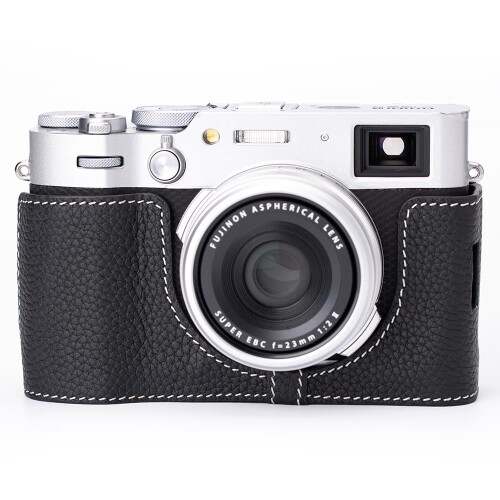 Fujifilm X100VI専用レトロな本革（牛皮）手作りの二分の一入れもの 写真機保護すること押しかぶせる当て嵌めるフジフイルムFuji x-100vi根もと開閉 蓄電池取り替えっこ 三脚架据え置き能力のあるキズ (黒いこと)