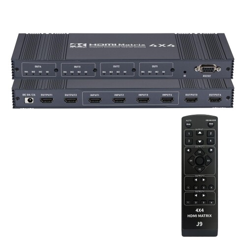 4K@30サイクル HDMI 行列 4インプット4最終生産物 行列 4x4 HDCP 1.4、HDMI 1.4、RS232、マイコン/なおなお書き3/なおなお書き4 pro/Nintendo Switch/Apple TV/映写機/高品位テレビ 用（IR遠隔操作付き添い人）