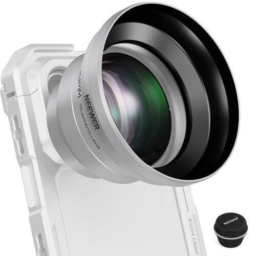 NEEWER スマホ望遠水晶体 65粍 1.7倍望遠レンズ差し押さえ 固定ディスク スマホカメラレンズ 17粍螺子釘うしろ側一皿 しろがね色ボンネット付き添い人 iPhone/Androidスマホケージ\u0026容れもの相応う LS-66