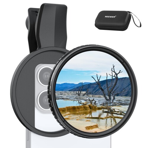 NEEWER 67mm 可変NDフィルター iPhone対応 クリップオン式 ND2-32 減光フィルター スマホレンズ写真撮影アクセサリーキット コンパチブル iPhone 17/16/15/Pro Max Plus/16e/14/13 mini FL-B25