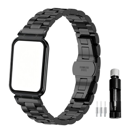 Gheper メタルウォッチバンド compatible with Samsung Galaxy Fit3(2024) SM-R390 スマートウォッチアクセサリー 316L ステンレススチール 保護フレームケースデザイン 交換用リストストラップ ブレスレ