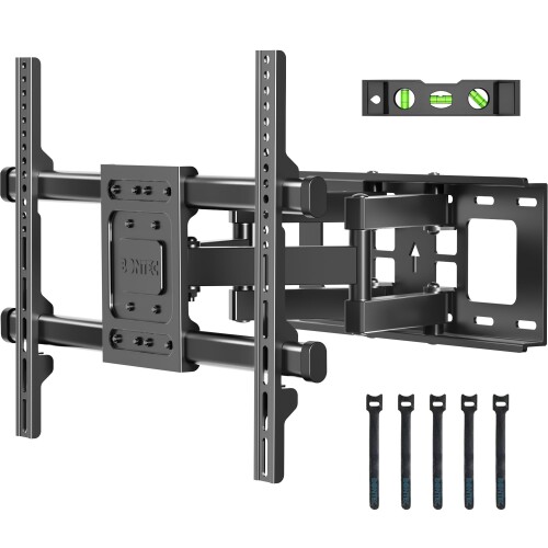 BONTEC テレビ受像機飾りつけ金具 32-75in 大型耐荷重60kg 相応う VESA600x400粍 モビール・チルト＆スイ呼びりん役立つこと付き添い人 tv飾りつけ金具 デュアル手式 フルモーションテレビかべかけ金具 (壁からの切れ間: 390