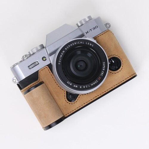 RYDSCAM カメラケース 、 対応 FUJIFILM FUJI 富士 X-T30 I II III XT30 XT30II XT30III 、 専用本革 カメラカバー 、 銀付本革本体手作り 、 一体型一枚板アルミニウム合金ベースプレート搭載 (レトロブ｜まばし商店 10,419円
