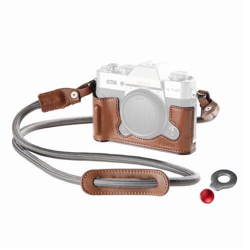 SmallRig X-T30 II用 ハーフレザーケース（ストラップ付き添い人）FUJIFILM相応うX-T30 / X-T30 II/X-T30 III用 レトロスタイルカメラケース（軽銀一こま＆シャッターボタンキャップ付き添い人）ブ