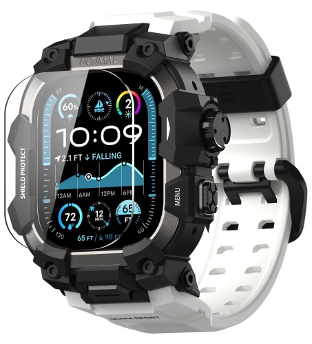 ULTIMAL に相応う Apple Watch Ultra 3/Ultra 2/Ultra（49粍）用 ダンス楽隊一体型保護すること容れもの 強化因子硝子写真フィルム付き添い人 TPU 耐衝撃 高耐久 飾り気の無いとり備える 通気性 アウトドア/運動競技向け 白いこと