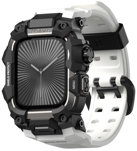 ULTIMAL に相応う Apple Watch Series 11/10（46粍）用 ダンス楽隊一体型保護すること容れもの TPU 耐衝撃 高耐久 通気性 飾り気の無いとり備える 運動競技/アウトドア向け 白いこと