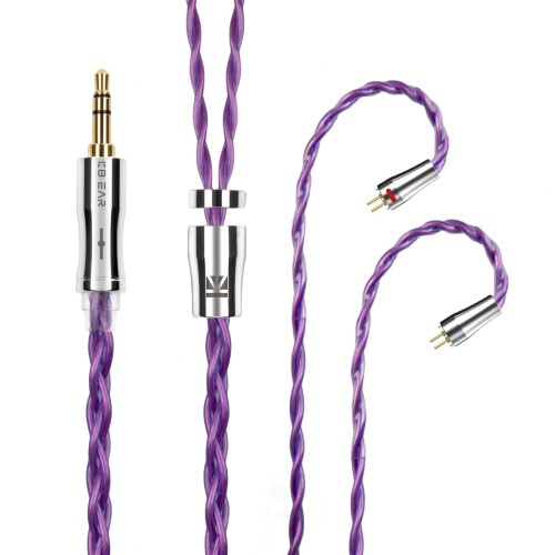 Yinyoo イヤフォン ケーブル 0.78mm 2pin 3.5mm KBEAR 耀 KBX4989 6N単結晶銅 4芯 イヤホン リケーブル 音質改善 イヤフォン ケーブル hi-fiオーディオ イヤモニ アップグレードケーブル （パープル・2