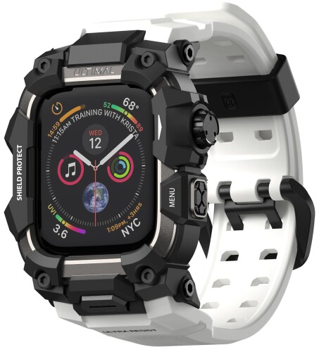 ULTIMAL に相応う Apple Watch SE（第3/2時人）/SE/Series 6/5/4（44粍）用 ダンス楽隊一体型保護すること容れもの TPU 耐衝撃 高耐久 通気性 飾り気の無いとり備える 運動競技/アウトドア向け 白
