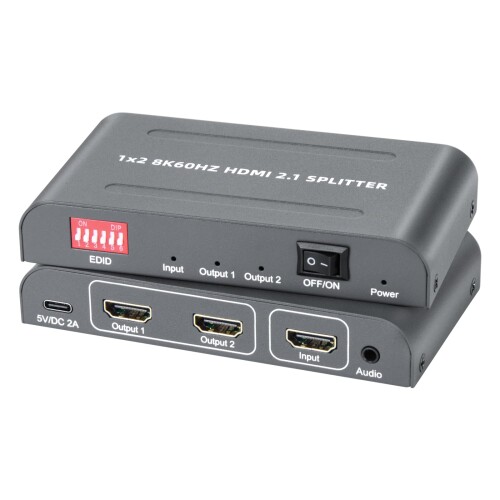 Bytecc 8K 1x2 HDMIスプリッター（オーディオ付き添い人）、1インプット2最終生産物（EDID付き添い人）、3Dステレオ、12ビットディープカラー、48Gbps、プラグアンドプレイ、Windows、Mac、リナックス、映写機、万覚え帳パ
