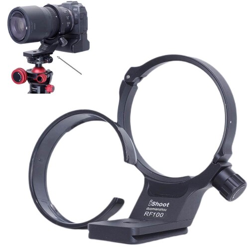 iShoot金属カメラリング式三脚座、レンズサポート襟、レンズブラケット襟、三脚ソケット、 三脚マウントリング, キヤノンCanon RF 100mm f/2.8L Macro IS USMと互換性があります, ボトムは1/4 3/8