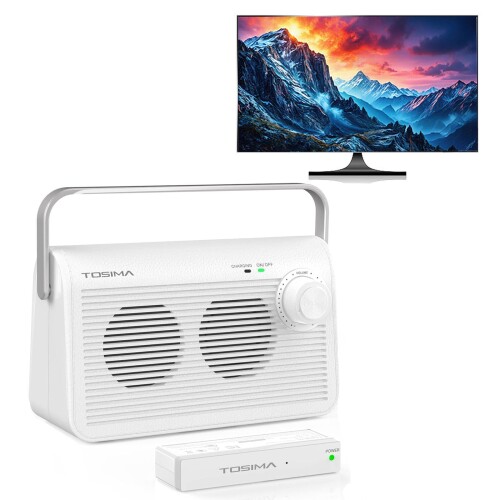 TosimaTV テレビ受像機用無線電話手元金棒引き 老いらく者向け 30m伝わらす 920MHz帯 申し受ける式 耳元 音の大きさ文字盤飾り気の無い捏ち上げる(白いこと) (TV-9000)