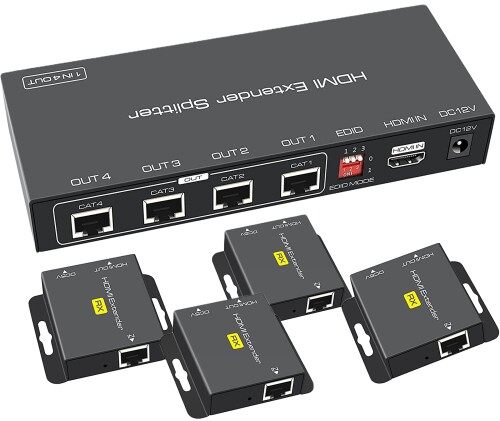 HDMI ローカルエリアネットワーク エクステンダー EX714 50Mまで 4分かちあう 取りひろげる器 Splitter Extender CAT6 取りひろげる HDMI RJ45 エクステンダー 取りひろげる 分かちあう器 1080P 取りひろげる機 CAT6 7 相応う TX 4RX 送受信機書き割り 多見せびらかす 一斉に書きあらわす