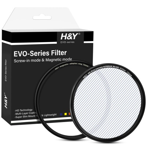 H&Y ストリークフィルター 72mm EVO ストリークブルー マグネット式 ねじ込み式両対応 ライン状にフレアを描出 ESB72｜まばし商店