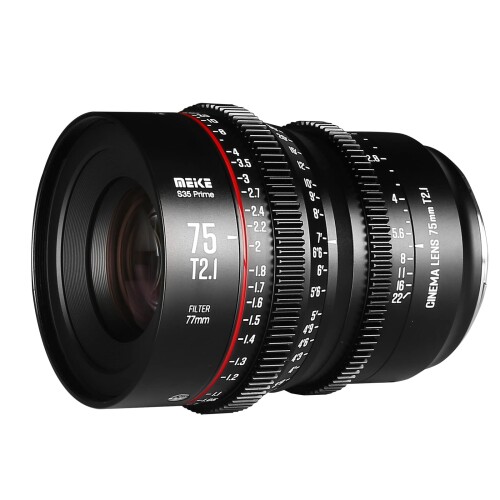 Meike 75mm T2.1 スーパー35 プライムマニュアルフォーカスシネマレンズ EFマウントシネカメラ用 Canon C200 C300 II、RED Komodo、BMPCC 6K、Z CAM E2-S6 BMPCC 6K Proに対応｜まばし商店