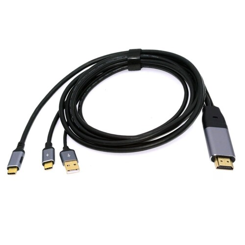 Xiwai 逆さま HDMI - USB-C 有線テレビ 4K、HDMI 手合い A 出どころ - 手合い C 雄 タッチスクリーン 見せびらかす 高品位テレビ 吊りひも 万覚え帳マイコン 管する用 2.0m/6.56 フート