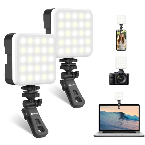 Zeadio ジーディオ ポータブル LED クリップ付きポケットライト - 800LM 調光調色 (3000K-7000K) 高演色性CRI95 小型ビデオライト 一眼レフ/卓上撮影/自撮り/スマホ/写真用, 2個入り