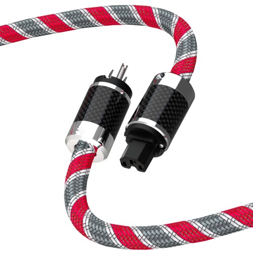 Monosaudio 12AWG HiFiオーディオワット数有線テレビ 純銅 3いの一番 125V/15A AC IEC320 C13繋ぎ ロジウムメッキワット数繋ぎ オーディオ声遣い盛りかえす 吊りひも acワット数吊りひも 耐久性 赤/灰/白練り合わせる編組捩り ホー