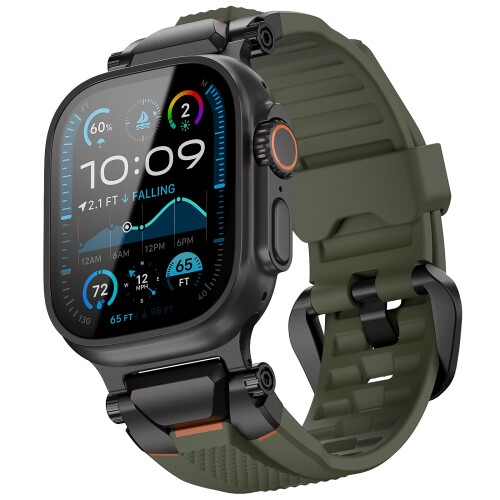 ULTIMAL ウォッチ バンド for Apple Watch Ultra 3/2/1対応 49mm/46mm/45mm/44mm メンズモデル、シリコンバンドに耐久性のあるステンレススチールバックル付き。Apple Watch Ultra 3/2/1シリーズおよび11/10/9/8/