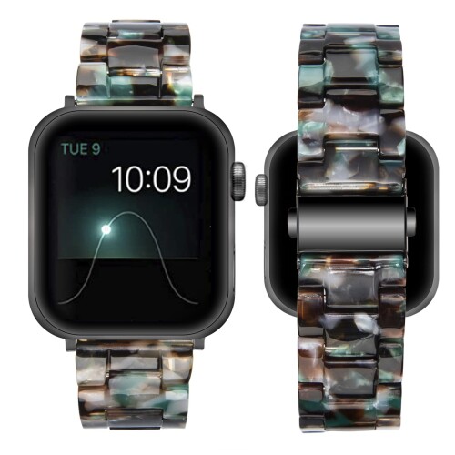 BinGeLi コンパチブル Apple Watch バンド 樹脂ベルト軽量 防水 アップルウォッチ バンド 腕時計ベルト ステンレス留め金 iwatch SE series 7/6/5/4/3/2/1対応(38mm 40mm 41mm, 青い花)画像