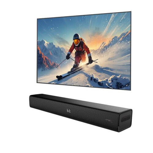 Heymell 120W 横幅60cm 小型コンパクトサウンドバー テレビ用 スピーカー PC ゲーム サブウーファー 内蔵, Blutooth/HDMI eARC/Aux対応/光デジタル端子。壁掛け/用手元