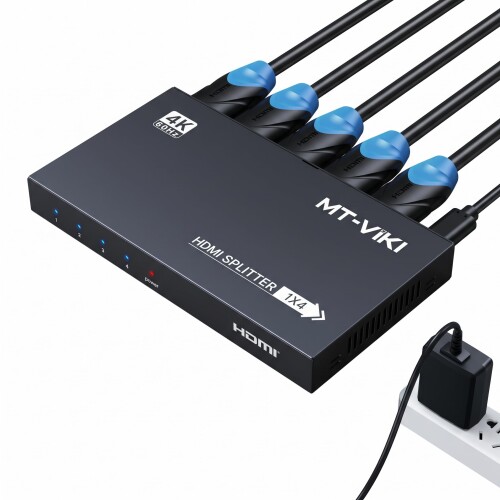MT-VIKI HDMI分配器 4K@60Hz、HDMI分配器 1入力 4出力、RGB 4:4:4、HDMI2.0b、HDCP2.2、18Gbps、PS4 Fire Stick HDTV用フルUHD分配器