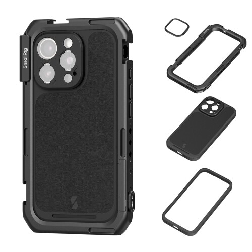 SmallRig iPhone 16 Pro Max用 スマホビデオケージ Tマウントレンズバックプレート付き添い人スマホケージ スマホケース付き添い人 MagSafe相応う 映像媒体映画化映像媒体録画Vlog用 クイックリリーススマホビデオリ
