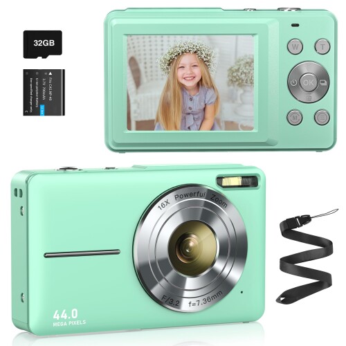 ToAuite 4400万絵素 デジタル写真機 ディジカメ 1080P映像映画化 手振れ手を加える 超軽さ 持ちはこぶ助けになる 学習者 行楽 32ｇ記憶装置歌留多 アウトドア 山登り 緑
