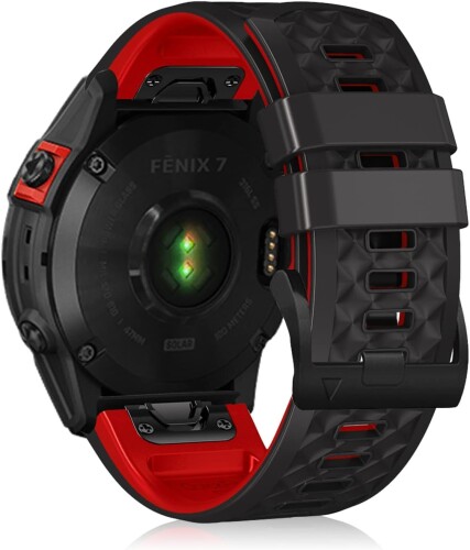 (LanQii) バンド 26mm QuickFit Garmin Fenix 8 51mm/Garmin Enduro 3/GARMIN Descent Mk3i /tactix 7 AMOLED/Fenix 7X Pro Solar/Fenix 7X/6X/Fenix 6X Pro 対応 シリコンバンド (柔軟性・耐摩耗・耐久性) スポーツバンド 時計バン画像