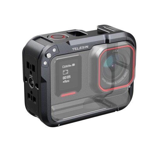 TELESIN 軽銀アロイ臥せ篭 Insta 360 Ace Pro 2/Ace Pro相応う 縦横映画化 防御することひな型 繋ぎ合わせる能力のある 三脚架 自撮り棒 補光ともし火 マイクロホンなど 1/4in螺旋釘穴・コールドシュー付き添い人 Insta 360 Ace Pro 2/Ace Proアク