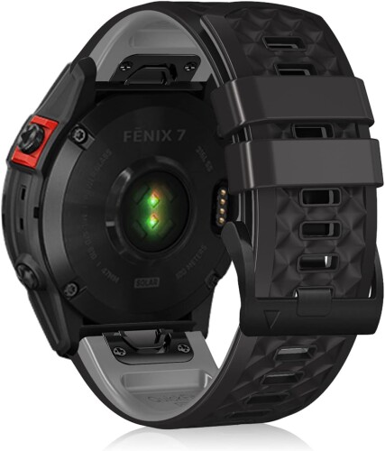 (LanQii) バンド22mm 用の QuickFit Garmin Fenix 8 47mm/Garmin Fenix E 47mm/Garmin Fenix 7 Pro Solar/Approach S70 47mm/Fenix 7 Pro/7/6/5/6 Pro対応 シリコンバンド (柔軟性・耐摩耗・耐久性) スポーツバンド 時計バンド画像