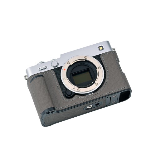 CLC handmade 対応 FUJI X-E5/FUJI X-E5 専用 カメラケース カメラカバー カメラバッグ 本革 頭層牛革本体+メタルベースプレート+ハンドル (Pewter Gray)