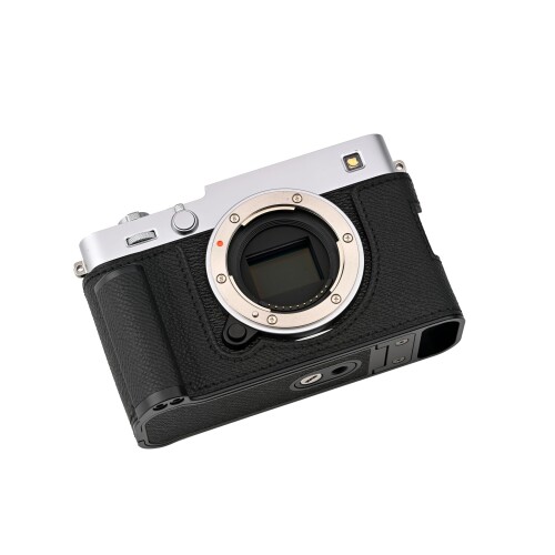 CLC handmade 対応 FUJI X-E5/FUJI X-E5 専用 カメラケース カメラカバー カメラバッグ 本革 頭層牛革本体+メタルベースプレート+ハンドル (Black)