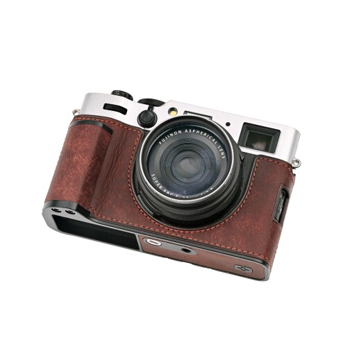 CLC handmade 相応う fuji X100VI/fuji X100VI 専用 写真機入れもの 写真機押しかぶせる 写真機御徒面子 本革 頭層牛皮本体+金属元素軍事基地一皿+手持ち部分 (Matte Dark Brown)