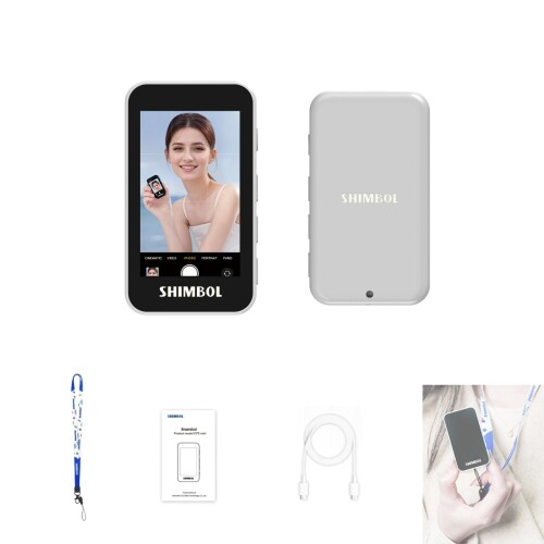 Shimbol CP5 Mini iPhone用ミニセルフィーモニタースクリーン、2.2インチ 480~800P解像度、画面ズームイン、30m伝送範囲、電話Vlog用 (グレー)