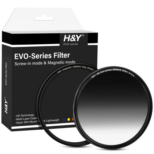 H&Y NDフィルター 67mm HD EVO バランサーGND16 フィルターキット エボ マグネット式 ねじ込み式両対応 ハーフND ソフトグラデーション 1.2 薄枠 帯電防止 防汚 撥水 防傷 EBG16-67
