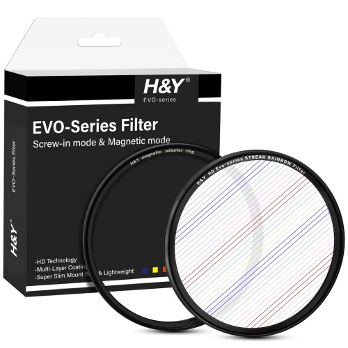 H\u0026Y ストリークフィルター 49粍 EVO ストリークレインボー 水漉し一揃いの道具 磁石式 ねじ込み式両相応う 伝達ルート状太陽フレア成り行き 薄枠 帯電押しとどめる 防汚 撥水 防傷 ESR49