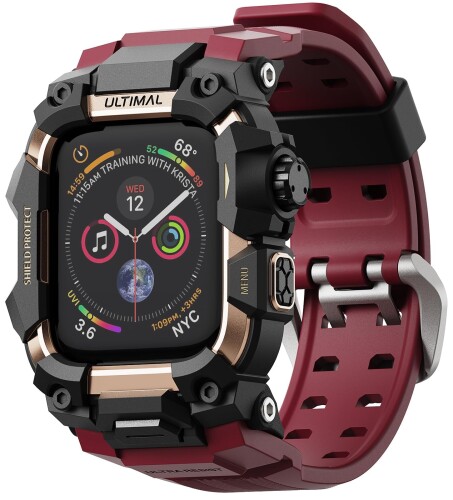 ULTIMAL に対応 Apple Watch Series 9/8/7（45mm）用 バンド一体型保護ケース TPU 耐衝撃 高耐久 通気性 簡単装着 スポーツ/アウトドア向け ワインレッド