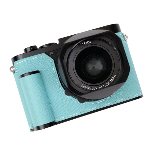 対応 Leica ライカ Q3 専用 カメラケース カメラカバー カメラバッグ 本革 銀付牛革本体+メタルベースプレート+ハンドルの3-in-1デザイン (ブルー)